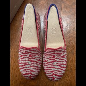 New kids red zebra Rothy's loafers